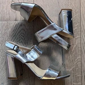 Summit by White Mountain Silver Strappy Heels Size 10